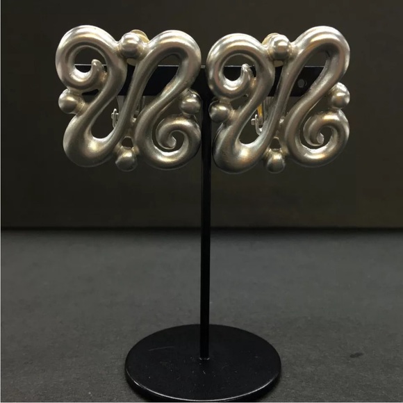 GIVENCHY Logo Silver Tone Earrings - Picture 1 of 8